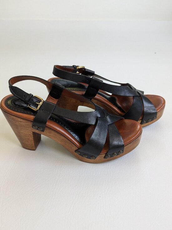 Johnston & Murphy Shoes - Johnston & Murphy Justine Leather And Wooden Sandals Size 8